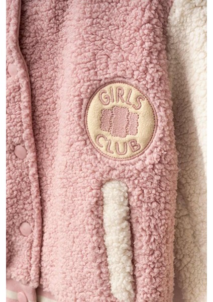 Kız Çocuk Polar Kolej Ceket - Pudra modelleri