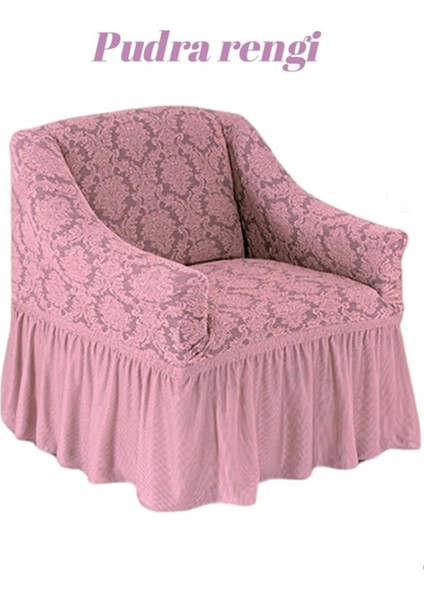 Şal Desen Jakarli Tek Kişilik Koltuk Örtüsü ,berjer Kılıfı Etekli (1 Adet)