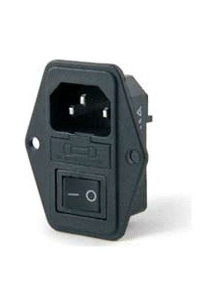 Power Soket Erkek IC-120 Anahtarlı + Fuseli Kulaklı C14