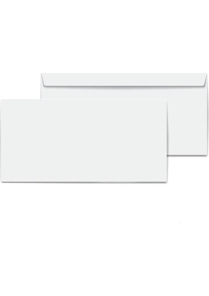 Elitstore Diplomat Zarf Beyaz Penceresiz 90 Gr. 10.5 cm x 24 cm 100'LÜ Paket