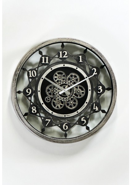 Dekoratif Çarklı Siyah Duvar Saati