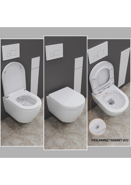 Cocon 2.0 Kanalsız Asma Klozet 49 cm – Metal Menteşeli, Yavaş Kapanır Tak-Çıkar Kapak Dahil, 2 Parça Set, Beyaz fiyatları