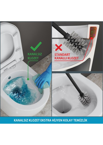 Cocon 2.0 Kanalsız Asma Klozet 49 cm – Metal Menteşeli, Yavaş Kapanır Tak-Çıkar Kapak Dahil, 2 Parça Set, Beyaz modelleri