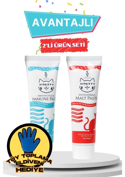 Kediler Için Tüy Yumağı Önleyici Malt Macun Seti ( 2' Li Set )