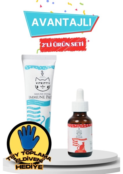 Kediler Için Tüy ve Cilt Destekleyen Malt ve Damla ( 2' Li Set )