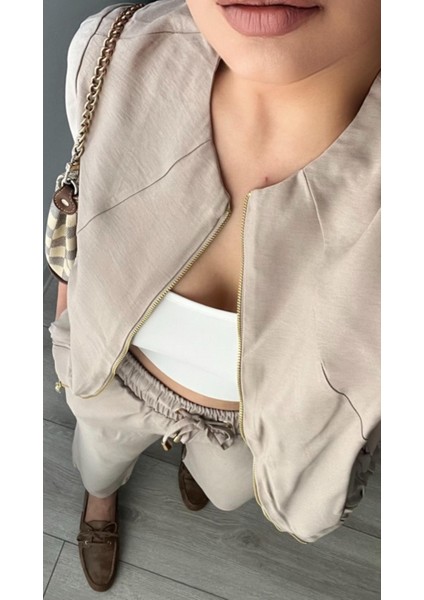 Taş Fermuarlı Ceket-Pantolon Tensl Kumaş Takım fiyatları