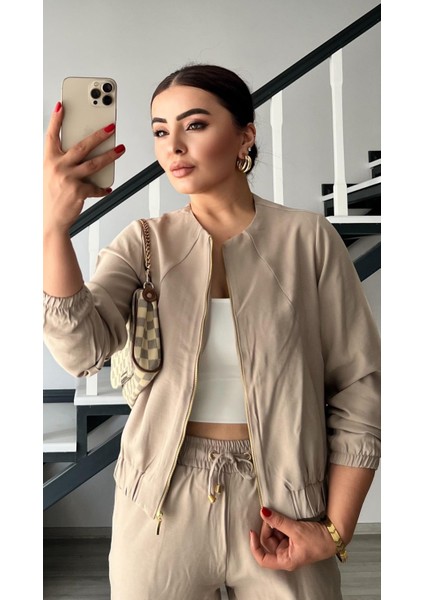 Taş Fermuarlı Ceket-Pantolon Tensl Kumaş Takım modelleri