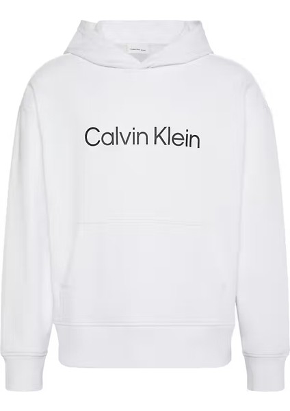 Erkek Regular Fit Yazı Baskılı Kapüşonlu Sweatshirt - Beyaz