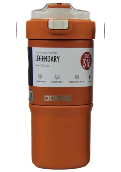 DB-23684 Çift Kullanım Pipetli/rahat Içim 660ML Çelik Termos