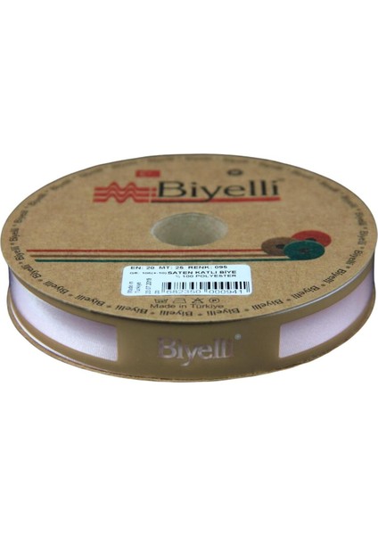 Biye Saten Katlı 095 Açık Pembe 2 cm 25 Metre %100 Polyester