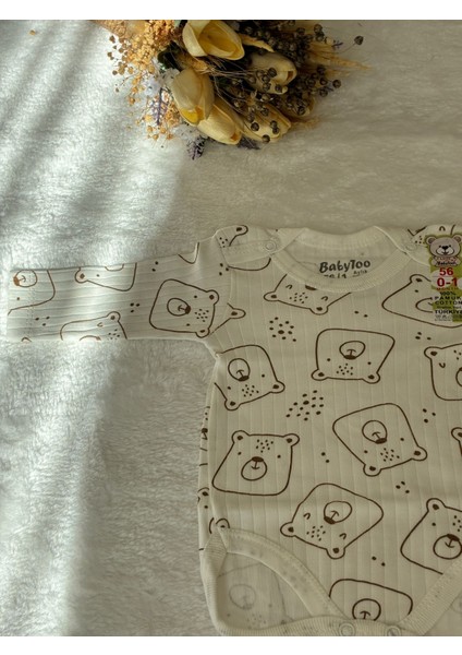 Raporlu Noktalı Ayı Desenli Uzun Kollu Alttan Çıtçıtlı Unisex Body modelleri