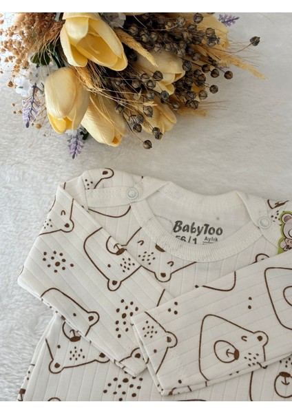 Raporlu Noktalı Ayı Desenli Uzun Kollu Alttan Çıtçıtlı Unisex Body fırsatları