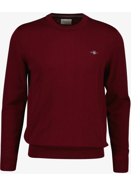 Erkek Regular Fit Bisiklet Yaka Kazak - Bordo