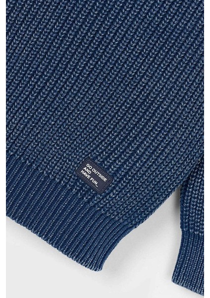 Erkek Çocuk Yıkama Efektli Reglan Kollu Triko Kazak - Mavi modelleri