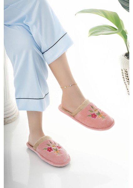 Kadın Ev Terliği Peluş Yıkanabilir Içi Yünlü Kürklü Terlik Misafir Çeyiz Bohça Gelin Terliği