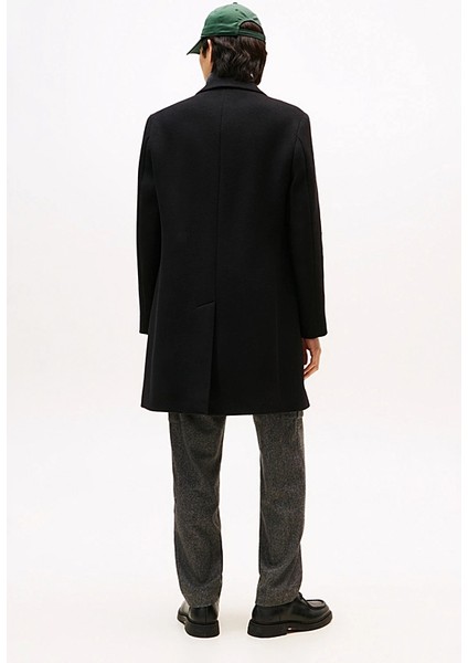 Erkek Klasik Kesim Yün Karışımlı Palto - Siyah fiyatları