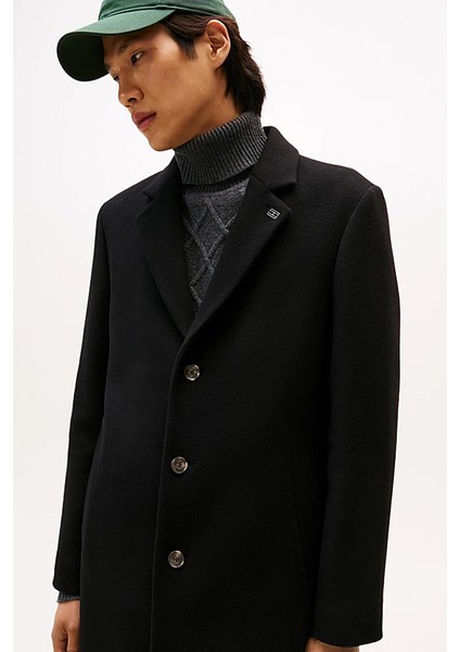 Erkek Klasik Kesim Yün Karışımlı Palto - Siyah modelleri