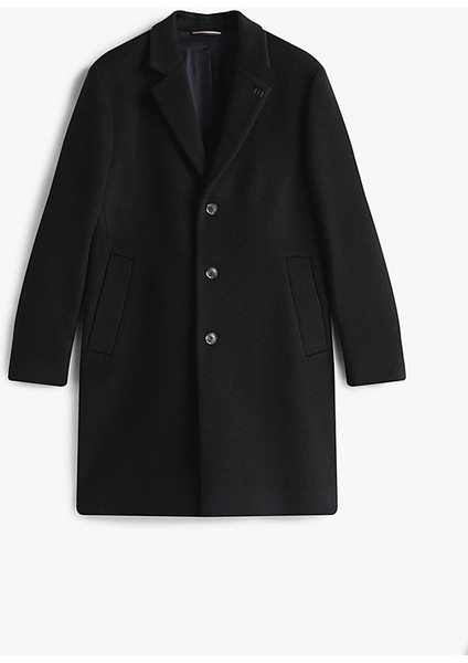 Erkek Klasik Kesim Yün Karışımlı Palto - Siyah indirimleri