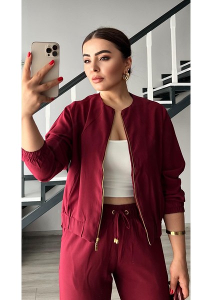 Bordo Fermuarlı Ceket-Pantolon Tensl Kumaş Takım fiyatları