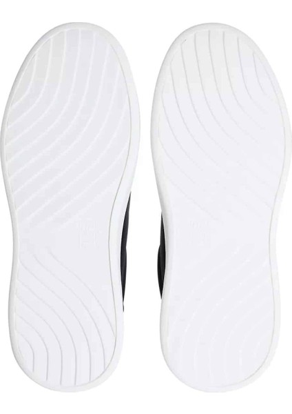 Kadın Metalik Detaylı Platform Tabanlı Kort Sneaker - Siyah