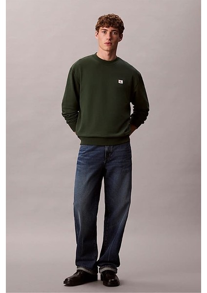 Erkek Regular Fit Logo Yamalı Sweatshirt - Yeşil fiyatları