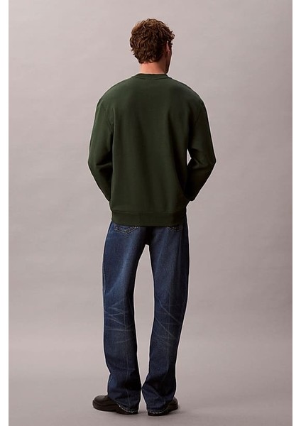Erkek Regular Fit Logo Yamalı Sweatshirt - Yeşil modelleri