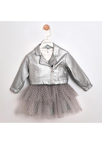 Kız Çocuk Griselle Deri Ceketli Tütü Etekli 3'lü Takım CMN-3741 fiyatları