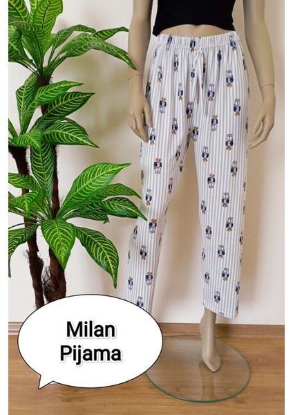 Kadın-Erkek Milan Kumaş Baskılı Rahat Kalıp Yumuşacık Esnek Dokulu Pijama Altı