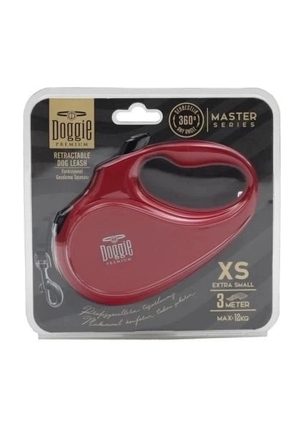Master Otomatik Köpek Uzatma Tasması Xsmall Kırmızı 12 kg 3 mt