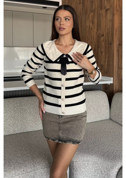 Fiyonklu Sahte Düğmeli Triko Bluz (S,m,l Uyumludur) P-00018216