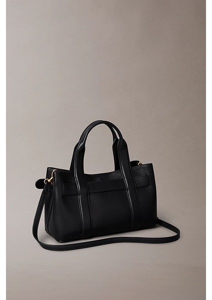 Kadın Tokalı Çıkarılabilir Askılı Mini Tote El Çantası - Siyah fiyatları