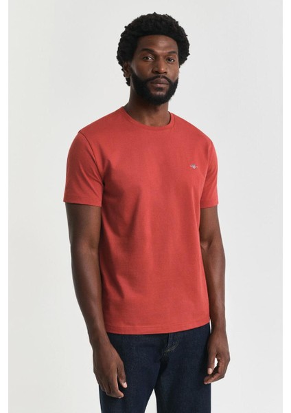 Erkek Regular Fit Bisiklet Yaka T-Shirt - Kırmızı
