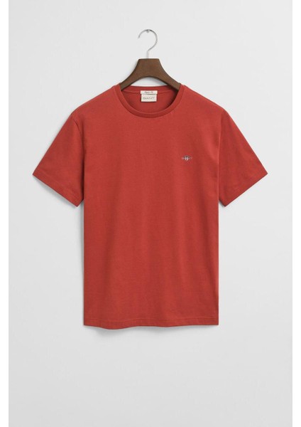 Erkek Regular Fit Bisiklet Yaka T-Shirt - Kırmızı indirimleri