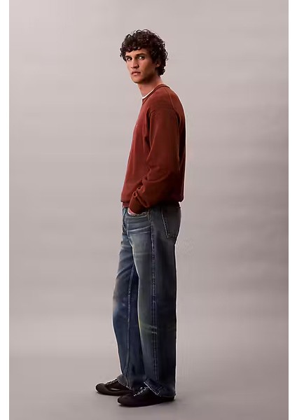 Erkek Regular Fit Bisiklet Yaka Pamuklu Kazak - Koyu Kahverengi indirimleri