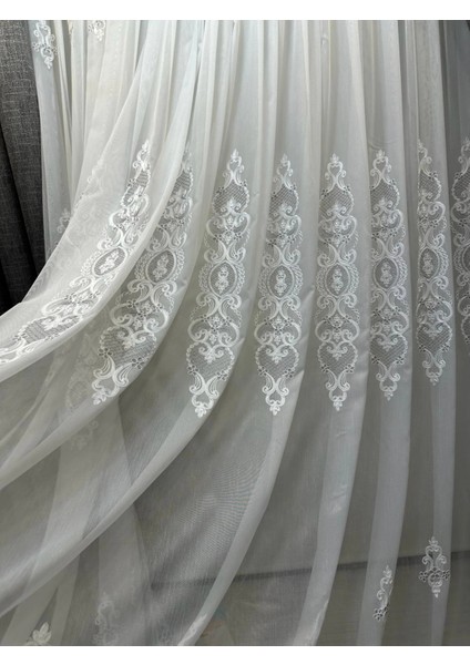 Nivemeshome Helen Gümüş Detaylı 1/3 Sık Pileli Tül Perde Apm indirimleri