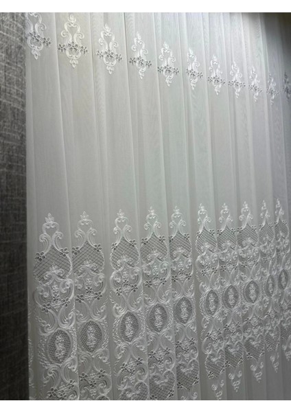 Nivemeshome Helen Gümüş Detaylı 1/3 Sık Pileli Tül Perde Apm