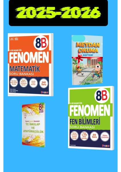 Fenomen 8. Sınıf Matematik + Fen Bilimleri (B Set) Soru Bankaları