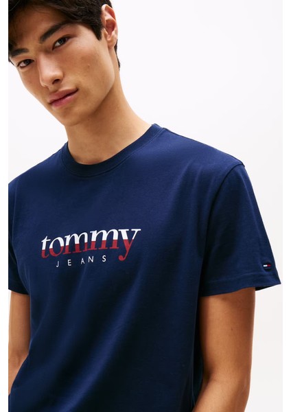 Erkek Logo Baskılı Kısa Kollu Tişört – Lacivert fiyatları