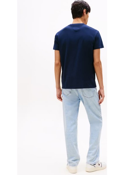 Erkek Logo Baskılı Kısa Kollu Tişört – Lacivert fırsatları