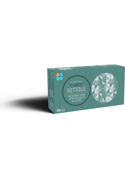 Siyah Desenli Ekstra Kalın Nitril Pudrasız Eldiven 10,6 gr - Xlarge - 50'li Paket