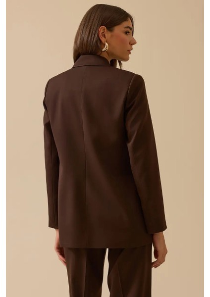 Kadın Çizgi Detaylı Tek Düğmeli Ceket - Kahverengi fiyatları