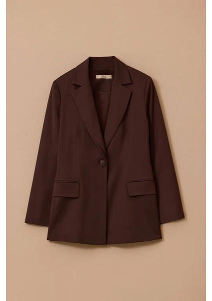 Kadın Çizgi Detaylı Tek Düğmeli Ceket - Kahverengi indirimleri