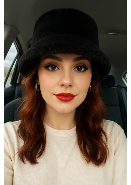 Kadın Peluş Bucket Şapka - Pamuk Kumaş Günlük Kışlık Kova Balıkçı Şapka fırsatları