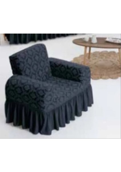 Şal Desen Jakarli Tek Kişilik Koltuk Örtüsü ,berjer Kılıfı Etekli (1 Adet)
