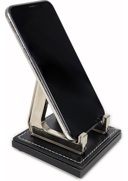 PR4286 Ahşap-Deri Tabanlı Lüks Ofis Masaüstü Telefon Standı