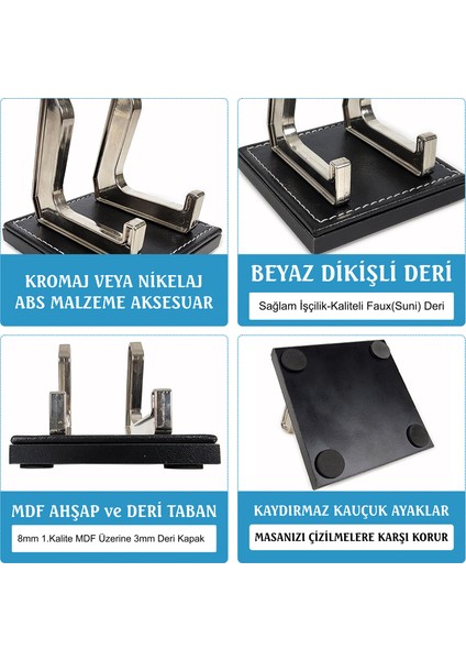 PR4286 Ahşap-Deri Tabanlı Lüks Ofis Masaüstü Telefon Standı fiyatları