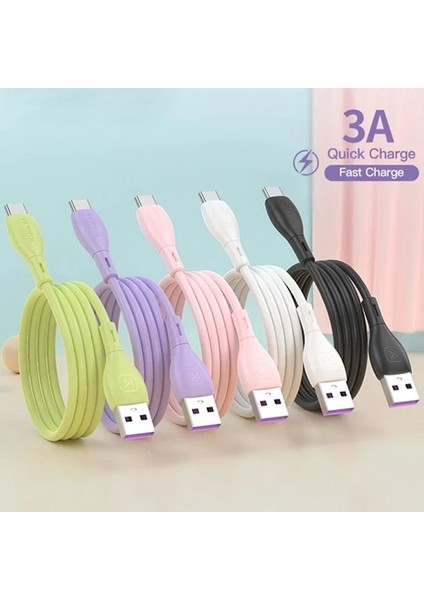 Kuulaa Liquid Silicone USB Type C Qc3.0 Hızlı Şarj Kablosu 1METRE-(5775) modelleri
