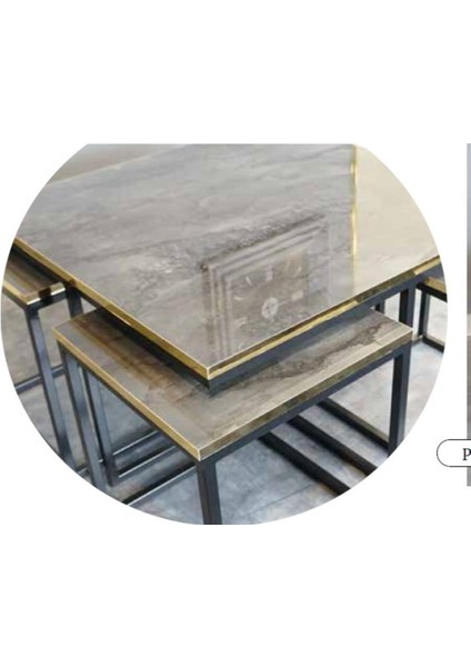 Mim Mermer - Siyah Kare 4+1 Pizza Orta Sehpa fiyatları