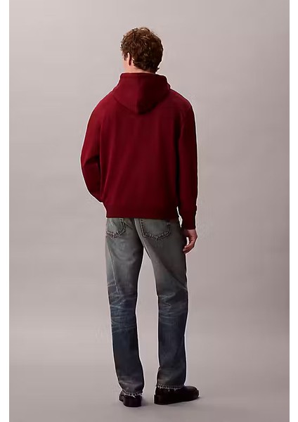 Erkek Regular Fit Logo Yamalı Kapüşonlu Sweatshirt - Bordo modelleri