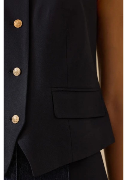 Kadın Düğme Detaylı Klasik Yelek - Lacivert fiyatları